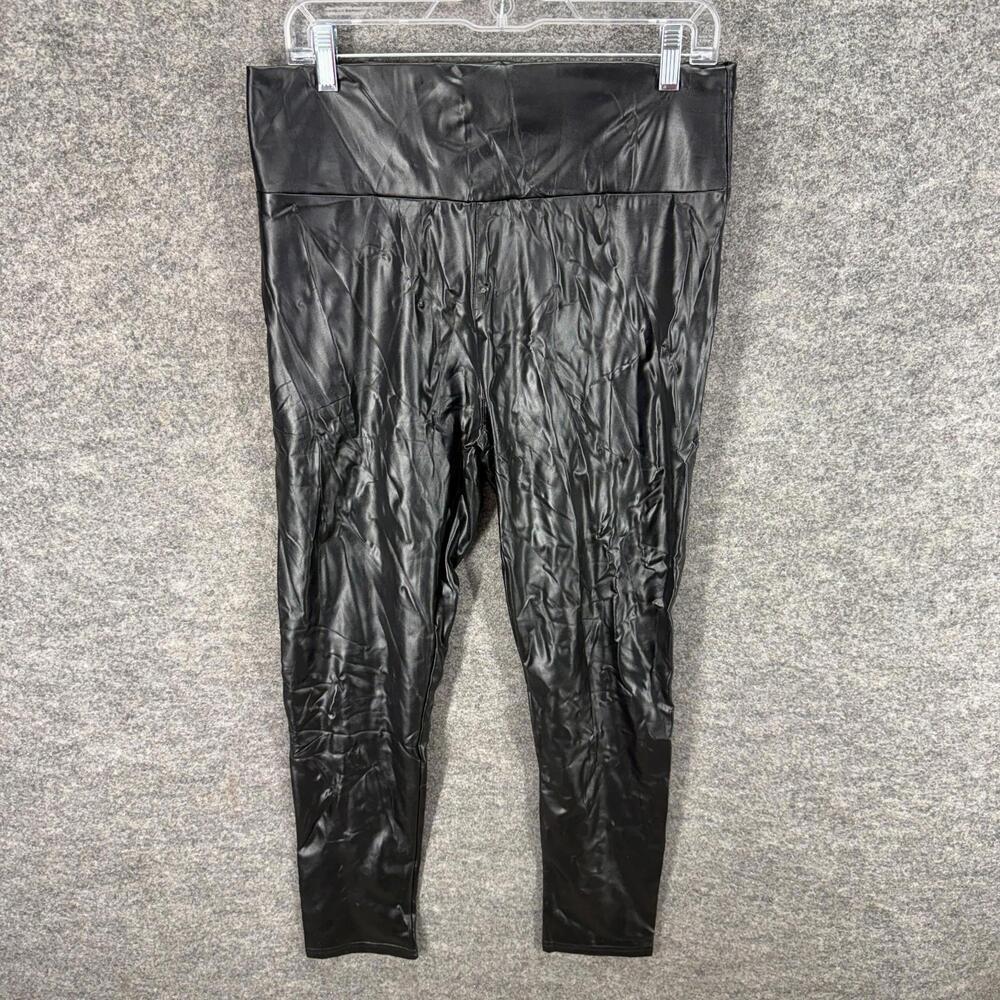 New Tagoo Leggings Women 2XL Black Mid Rise Leather Ankle Pull On Skinny Casual